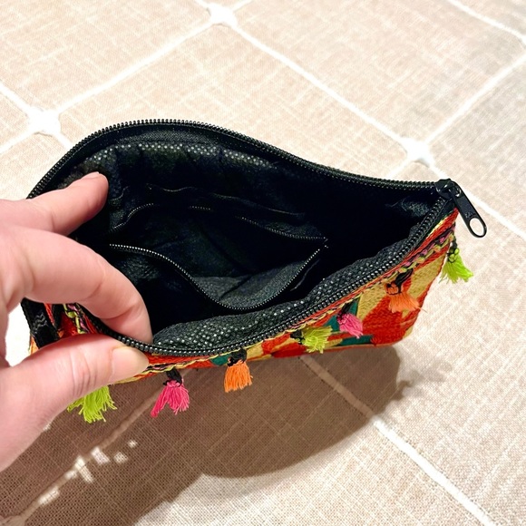 Boho Pouch, Embroidered Coin Purse, Red Yellow Green, Handmade NWOT - Picture 4 of 4